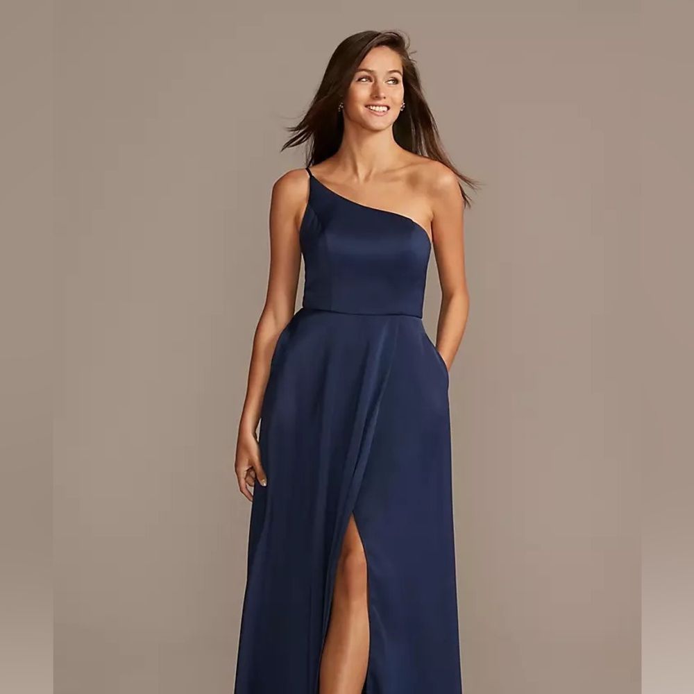 Crepe-Back Satin One-Shoulder Dress